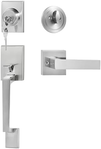 VEVOR Front Door Handle Set with Satin Nickel Hardware