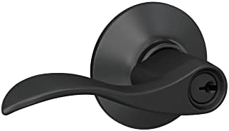 Schlage F51A Door Lever with Matte Black Finish Keyed Entry Security