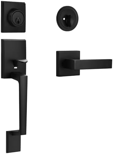 Matte Black Front Door Handles Deadbolt Set