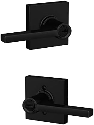 Schlag Door Lever with Collins Trim Matte Black