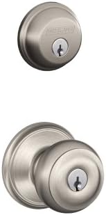 SCHLAGE Satin Nickel Deadbolt Knob Set Ni Key Entry Professional Security