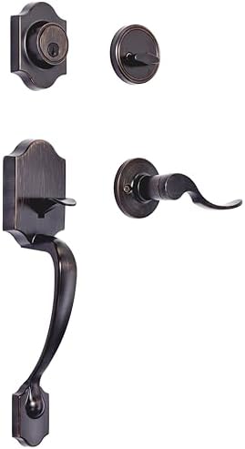 Amazon Basics Handleset with Shelby Lever for Single Cylinder Lock Oil Bronze