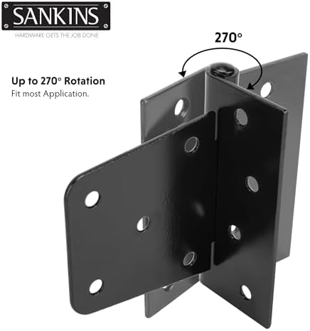 Durable 3-12 Gate Hinges Black Iron for Wooden Fences