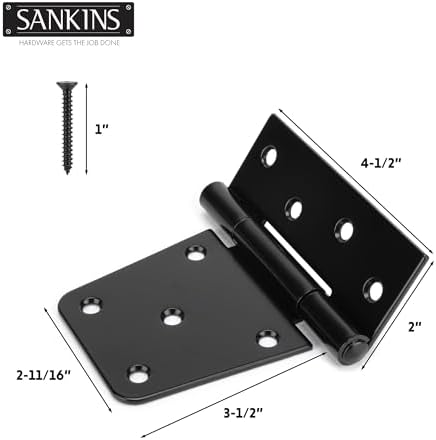 Durable 3-12 Gate Hinges Black Iron for Wooden Fences
