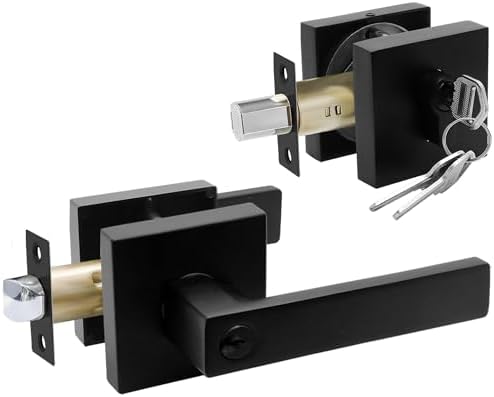 Black Door Handle Deadbolt Set