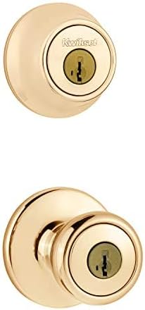 Kwikset 690 Tylo Entry Knob Deadbolt Combo Pack with SmartKey in Polished Brass