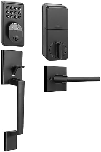 Feikeir Fingerprint Keypad Door Lock with Handle Set Reversible Matte Black