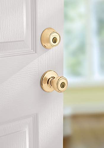 Kwikset 690 Tylo Entry Knob Deadbolt Combo Pack with SmartKey in Polished Brass