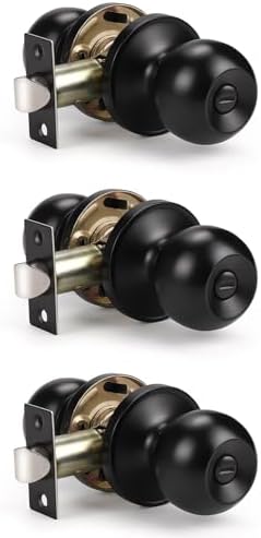 KNOBWELL 3-Pack Matte Black Door Knobs