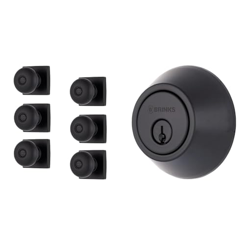 6-Pack Set - Matte Black Modern Privacy Door Knob Deadbolt