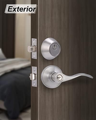 Secure Front Door Lock Set with Reversible Levers