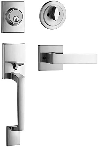 Double Cylinder Door Handles Black Reversible for Left Right-Handed Use