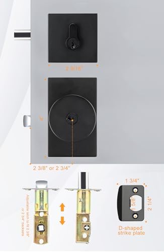 GoldenWarm Black Door Knob with Deadbolt Set