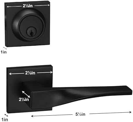 Berlin Modish Sleek Series Entry Lever Door Handle Set Reversible Iron Black