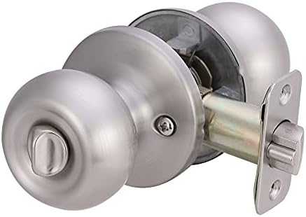 Amazon Basics Exterior Door Knob With Lock Satin Nickel Coastal Style