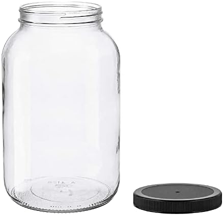 1 Gallon Glass Jar with Black Lid - Best for Fermenting and Canning