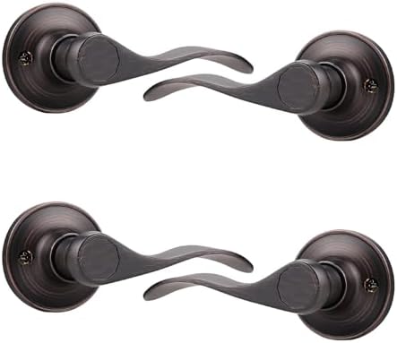 Probrico 4 Pack Door Lever Wave Style Oil Rubbed Bronze