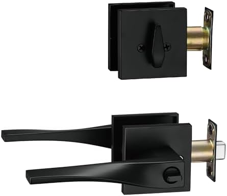 Berlin Modish Sleek Series Entry Lever Door Handle Set Reversible Iron Black