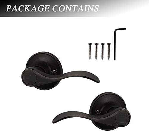 Probrico 4 Pack Door Lever Wave Style Oil Rubbed Bronze