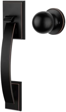 Golden Warm Oil Rubbed Bronze Front Door Handle Set