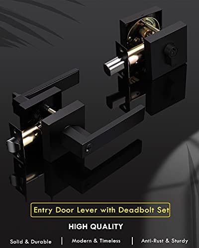 4-Pack Keyed Entry Door Lever Set Matte Black