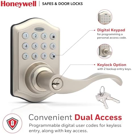 Modern Keyless Entry Door Lock with 50 Codes SATIN NiKEL FINISH