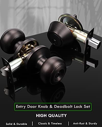 3-Pack Oil Rubbed Bronze Entry Door Knob and Deadbolt Set