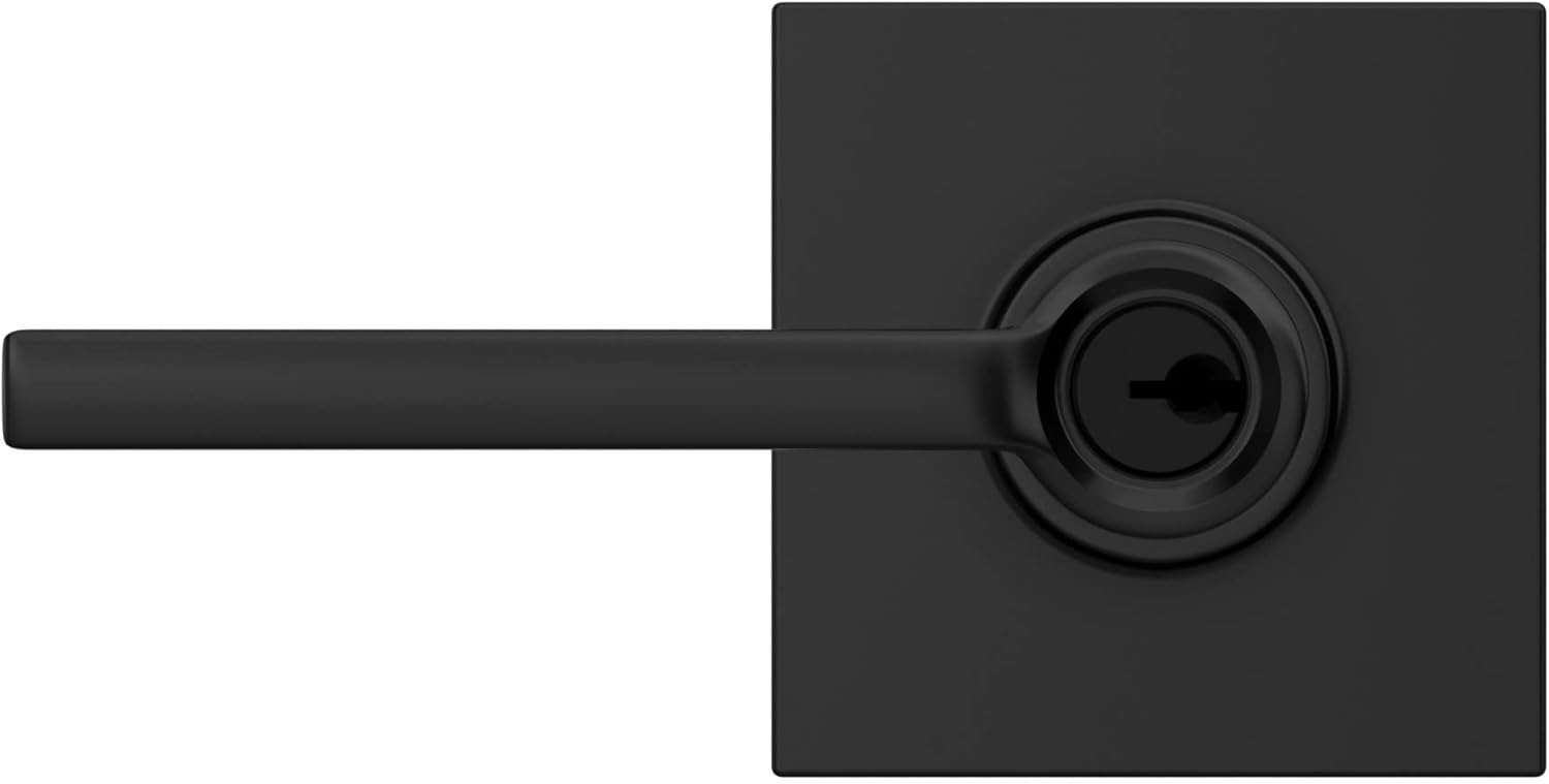 Schlag Door Lever with Collins Trim Matte Black