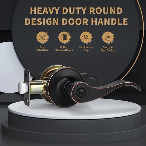 Wave Style Privacy Door Handle Keyless Lever with Red Finish