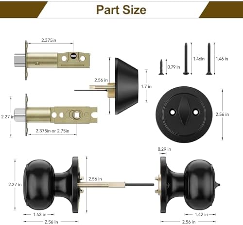 HOSOM Entry Door Knob Set Matte Black 1-Pack