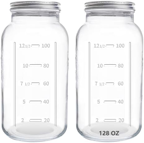 Perfect Canning Storage Preserve with ElegantTime 128 oz Mason Jars