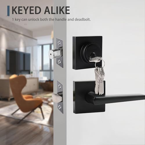 JESSTTI Heavy Duty Door Lock Set with Matte Black Finish