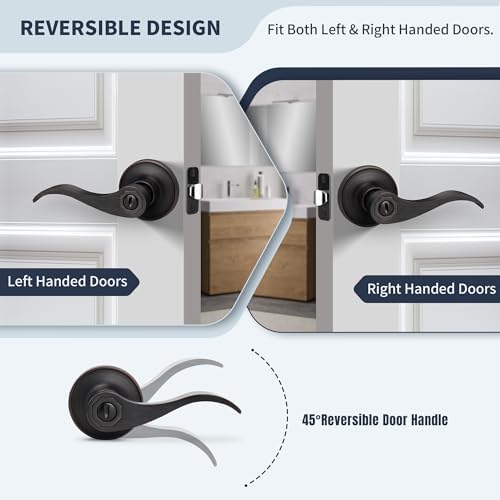 3-Piece Oil-Rubbed Bronze Door Handles Set