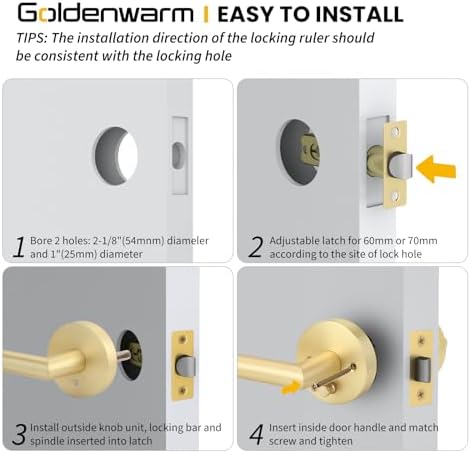 GoldenWarm 4-Piece Gold Door Handles