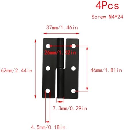 Lilady 4 Pcs 25-Inch Right-Lift-Off Hinges with Screws Black
