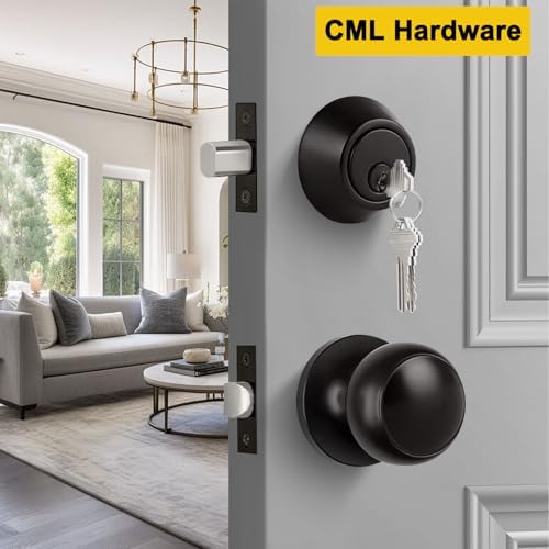 CML Hardware Deadbolt Door Lock and Passage Knob Set