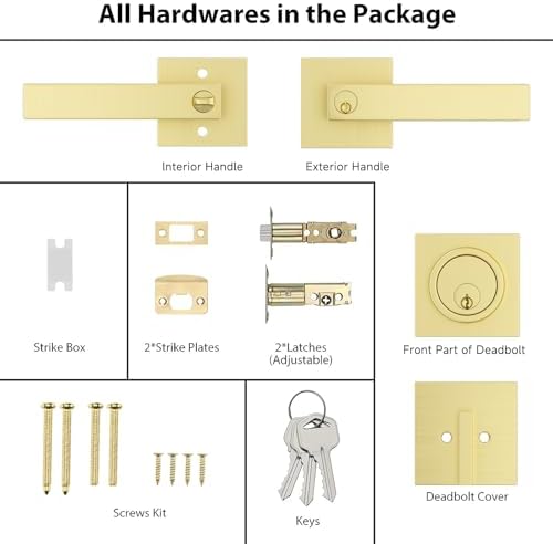 Haidms Gold Exterior Door Lock Set with Deadbolt