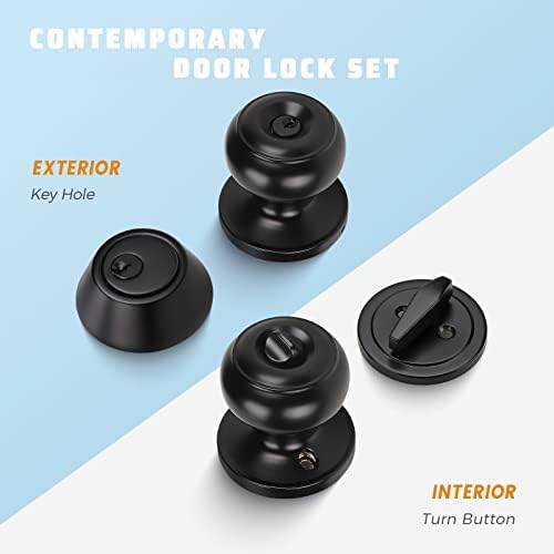 KNOBWELL Entry Door Knob and Deadbolt Lock Set Matte Black