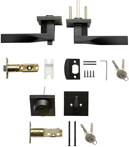 Berlin Modish Sleek Series Entry Lever Door Handle Set Reversible Iron Black