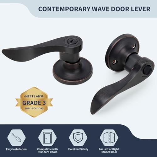 3-Piece Oil-Rubbed Bronze Door Handles Set