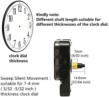 Sweep Silent Premium Replacement Clock Mechanism with 12888 for TIKROUND Clocks