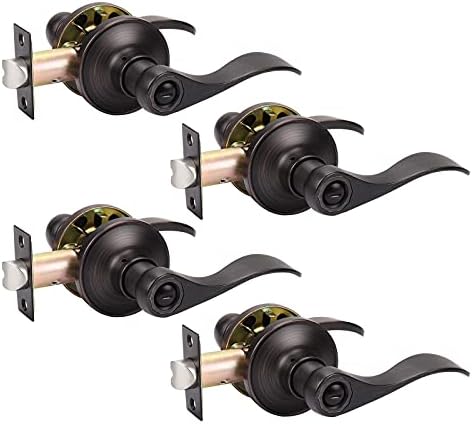 4-Piece Bronze Lever Door Handles for Privacy and Security