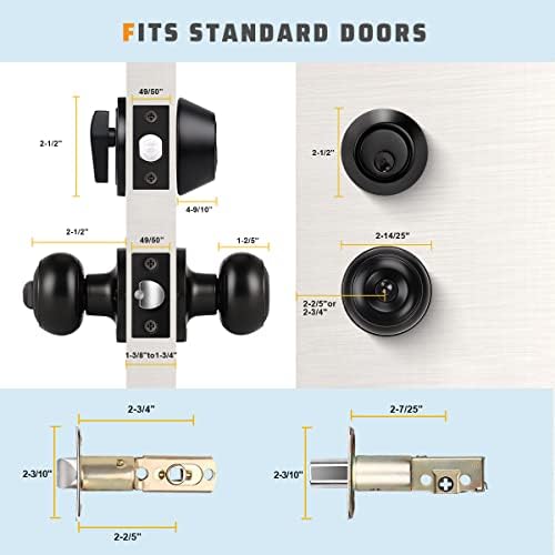 KNOBWELL Entry Door Knob and Deadbolt Lock Set Matte Black