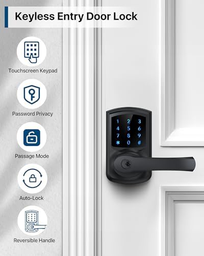HIDALIFE Keyless Entry Door Lock with Handle Matte Black