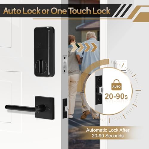 Feikeir Fingerprint Keypad Door Lock with Handle Set Reversible Matte Black