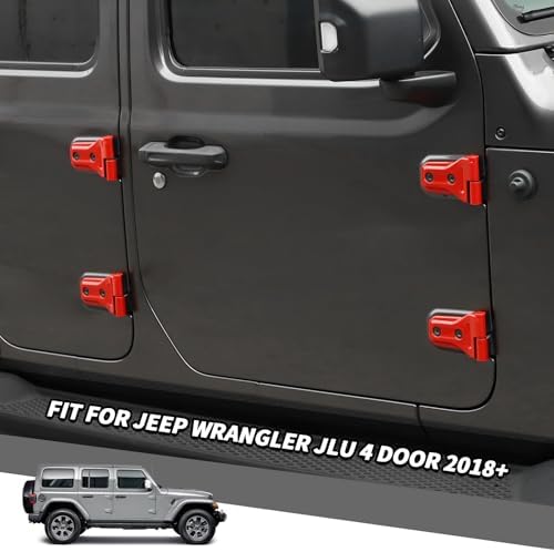 Jimen Fit Jeep Wrangler Door Hinge Cover Red 2018-2024