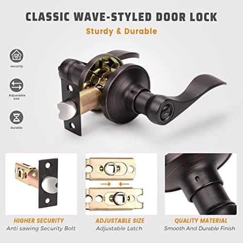 4-Piece Bronze Lever Door Handles for Privacy and Security