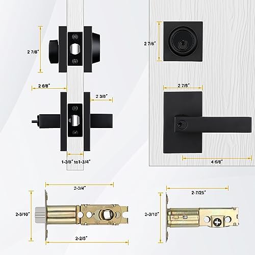 Haidms Black Exterior Door Lock Set with Matte Black Handles