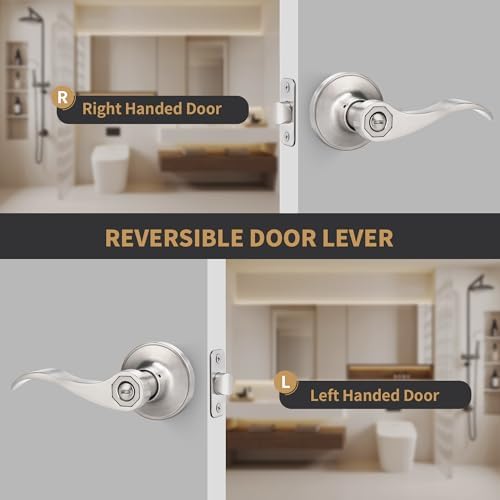 Gaurqiah Wave Style Privacy Door Handle with Keyless Lever