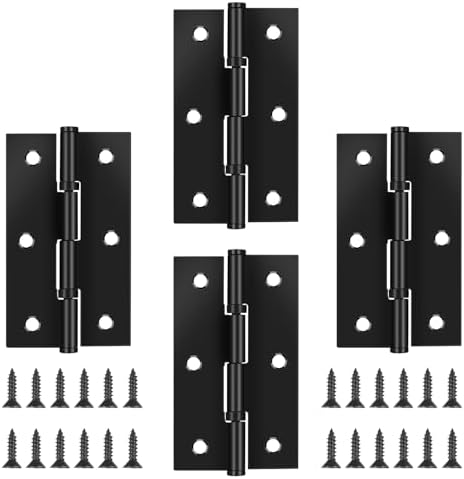 4 Pack Black Door Hinges with Matte Finish